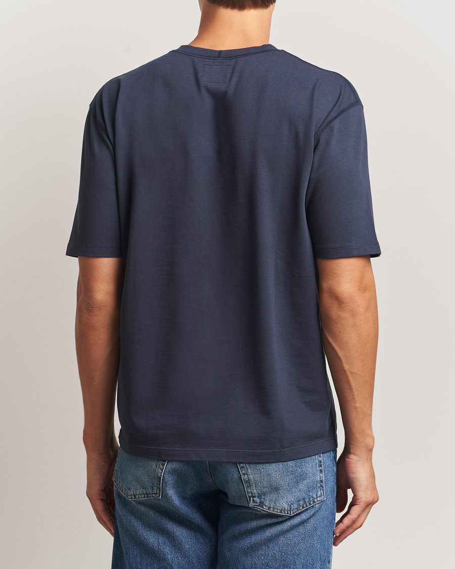 Hombres | Camisetas | Drake's | Short Sleeve Hiking T-Shirt Navy