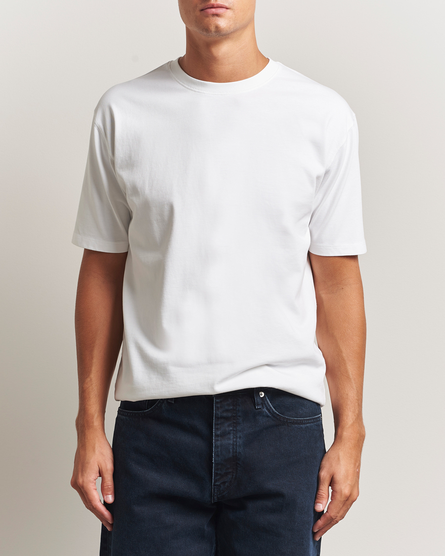 Hombres | Camisetas | Drake's | Short Sleeve Hiking T-Shirt White