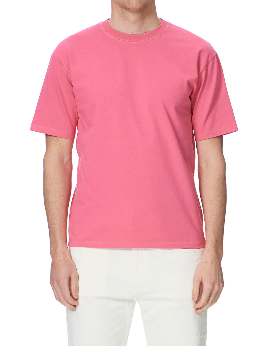 Hombres | Camisetas | Drake's | Cotton Crew Neck Hiking Tee Fuschia