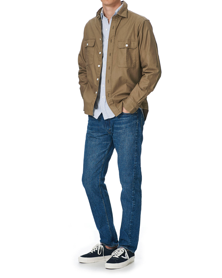 Hombres | Camisas | Drake's | Two Pocket Cotton Work Shirt Khaki