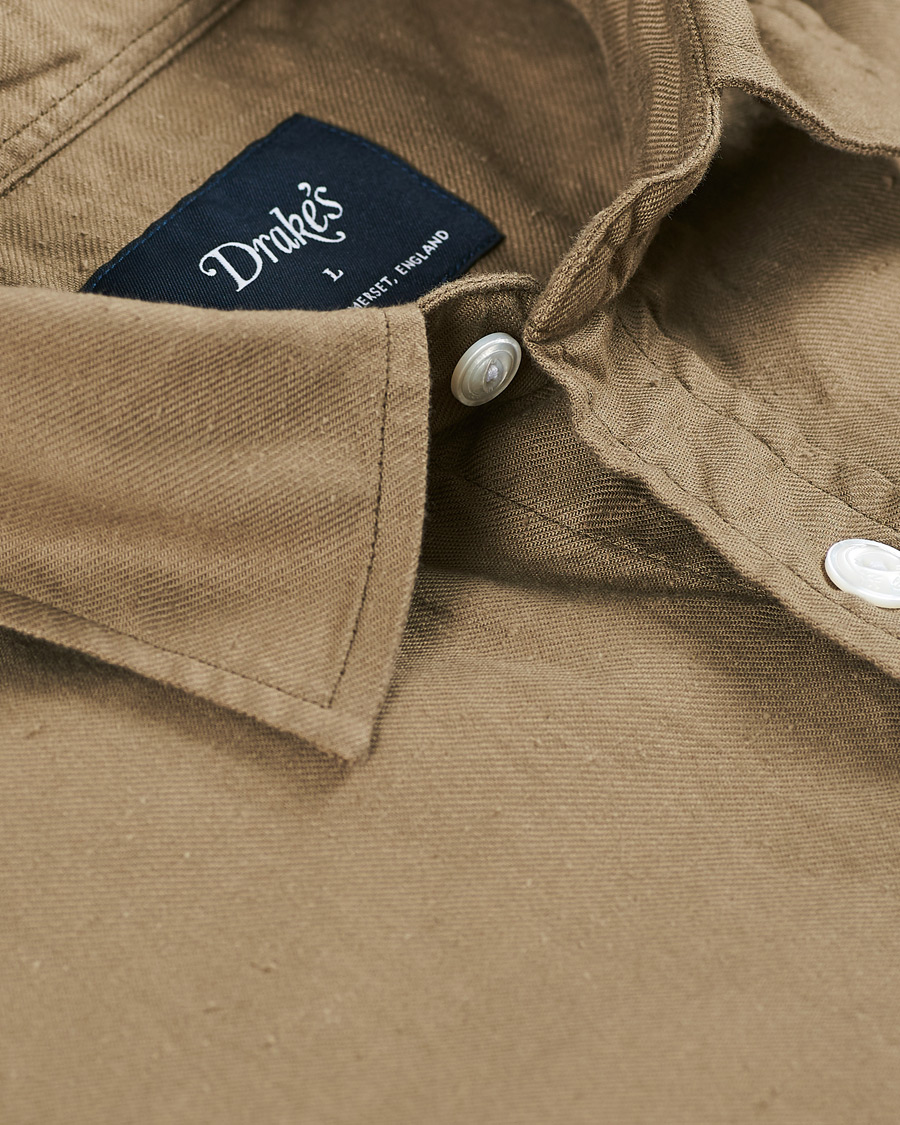 Hombres | Camisas | Drake's | Two Pocket Cotton Work Shirt Khaki