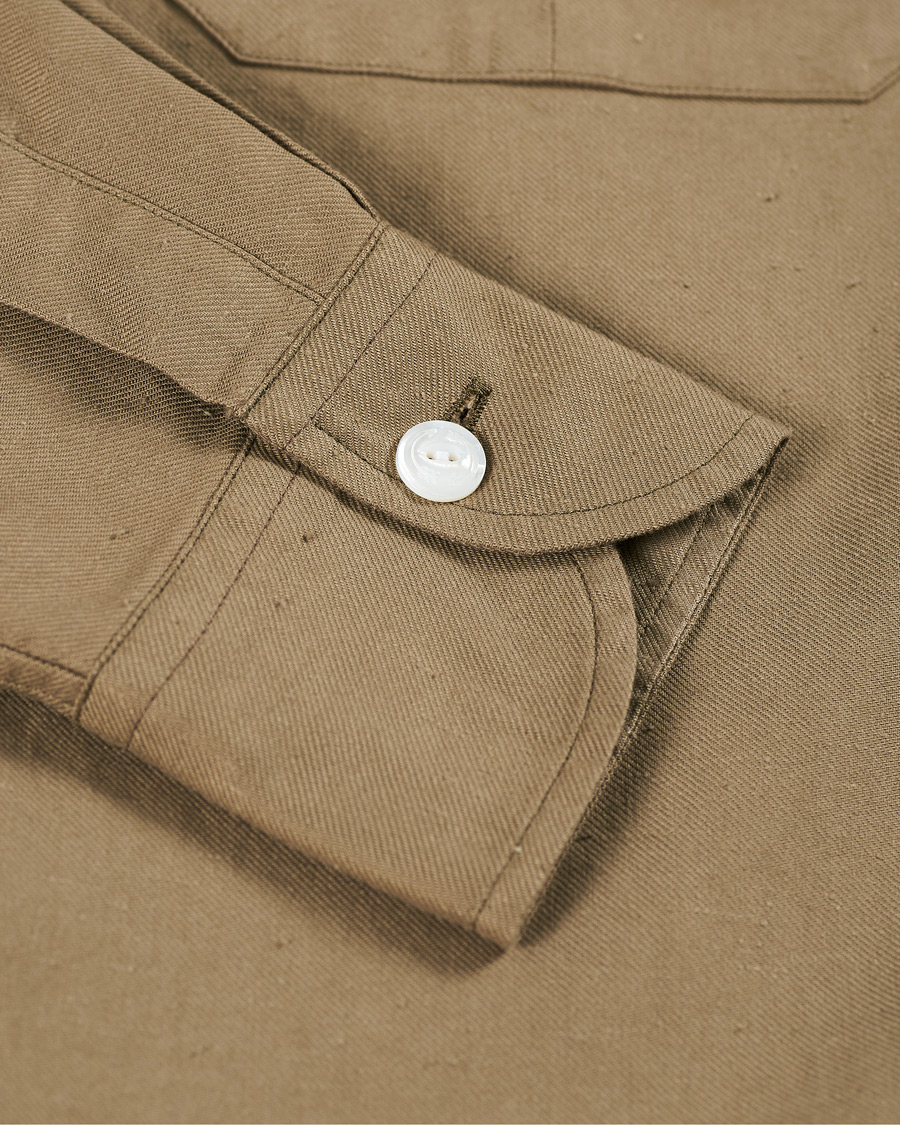 Hombres | Camisas | Drake's | Two Pocket Cotton Work Shirt Khaki