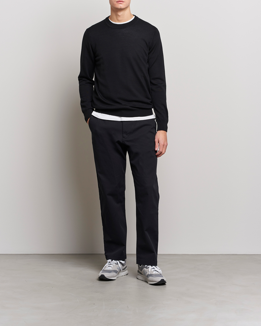 Hombres | Jerséis y prendas de punto | NN07 | Ted Merino Crew Neck Pullover Black