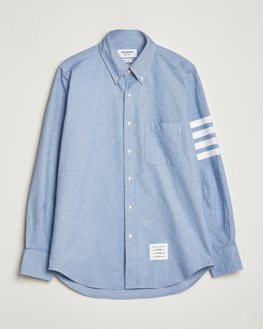 Hombres | Camisas | Thom Browne | 4-Bar Flannel Shirt Light Blue