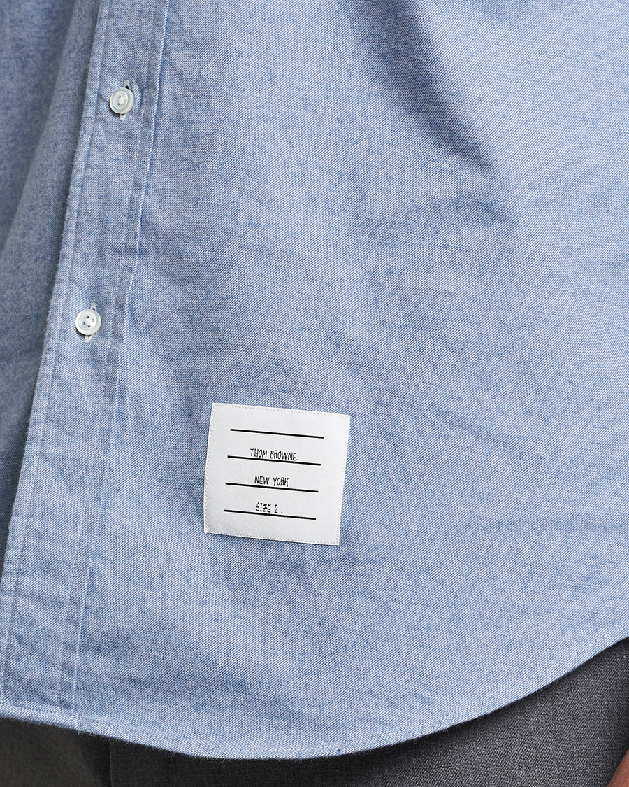 Hombres | Camisas | Thom Browne | 4-Bar Flannel Shirt Light Blue