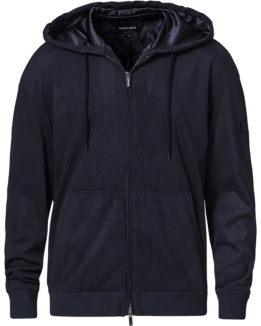 Hombres | Abrigos y chaquetas | Giorgio Armani | Alcantara Hooded Blouson Navy