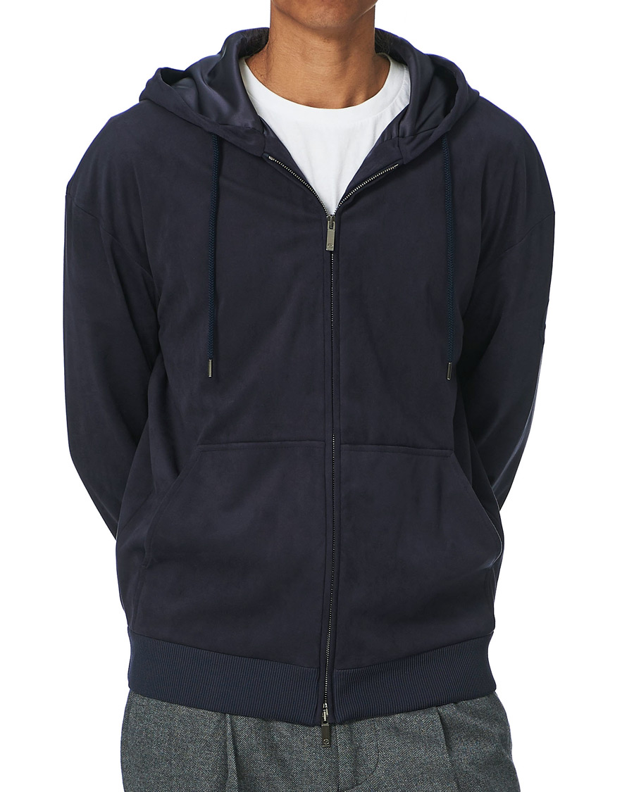 Hombres | Abrigos y chaquetas | Giorgio Armani | Alcantara Hooded Blouson Navy