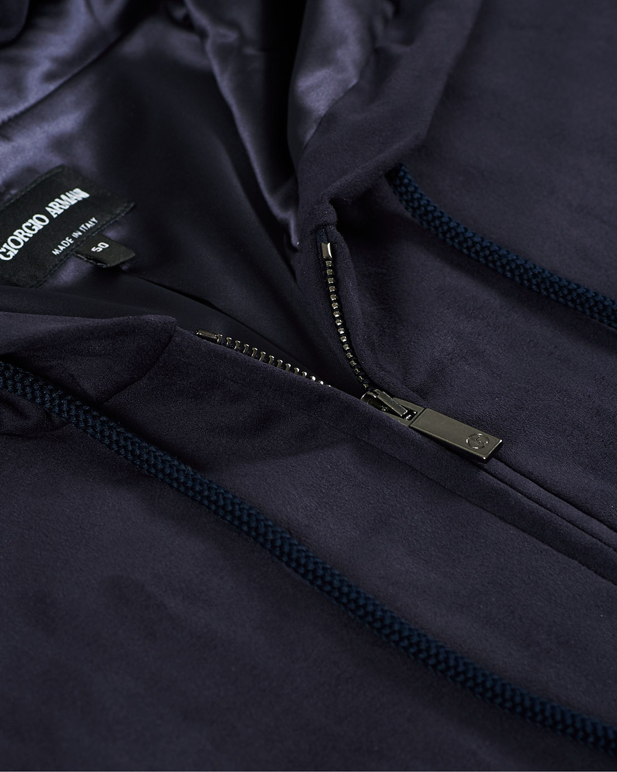 Hombres | Abrigos y chaquetas | Giorgio Armani | Alcantara Hooded Blouson Navy