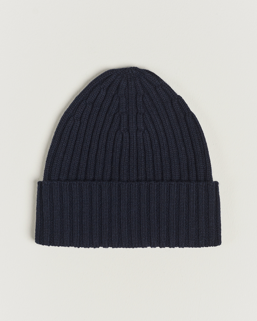 Hombres | Gorros | Piacenza Cashmere | Ribbed Cashmere Beanie Navy