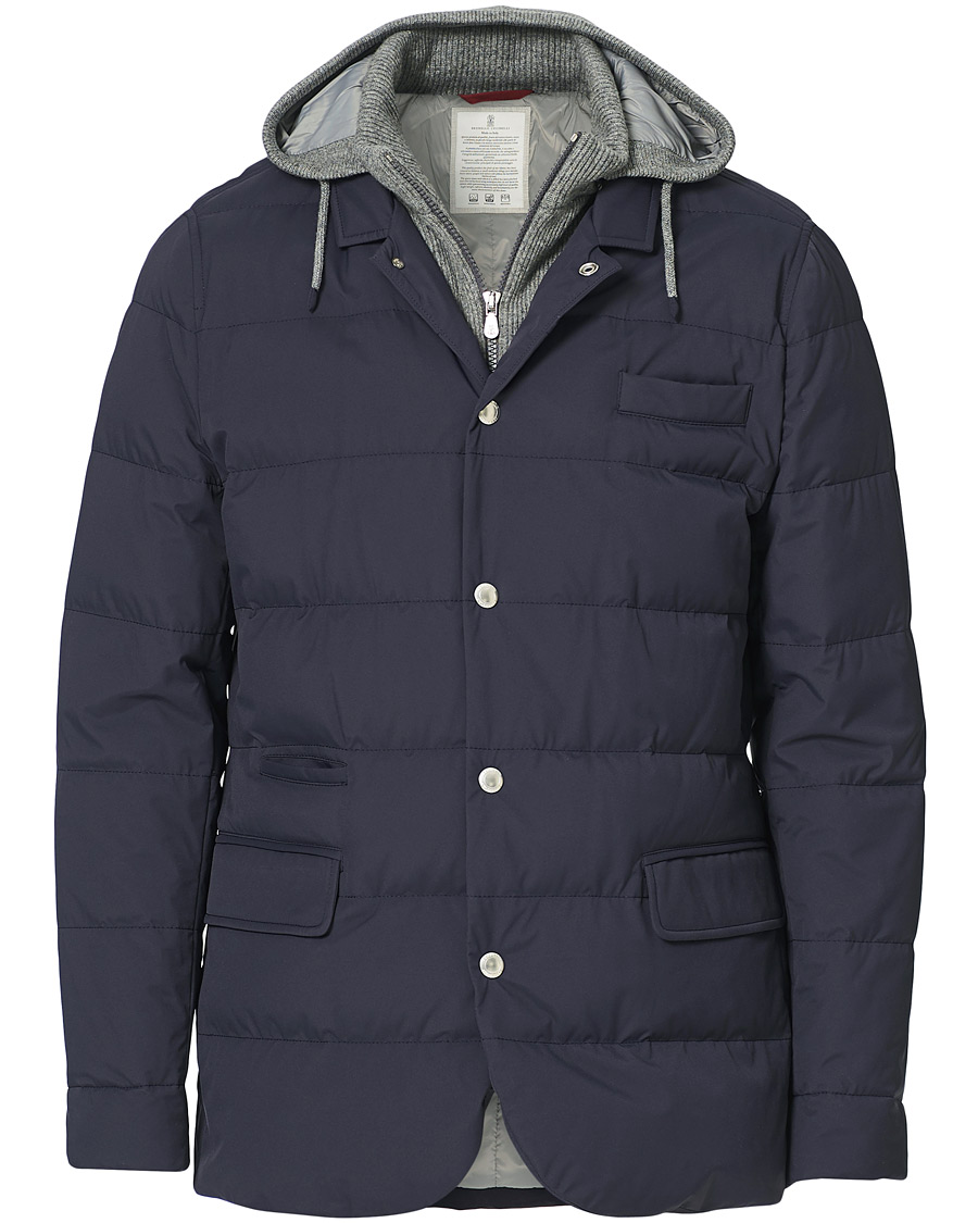 Hombres | Abrigos y chaquetas | Brunello Cucinelli | Cashmere Lined Hooded Jacket Navy