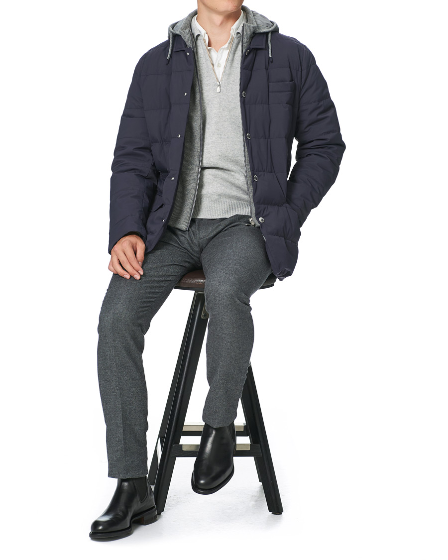 Hombres | Abrigos y chaquetas | Brunello Cucinelli | Cashmere Lined Hooded Jacket Navy
