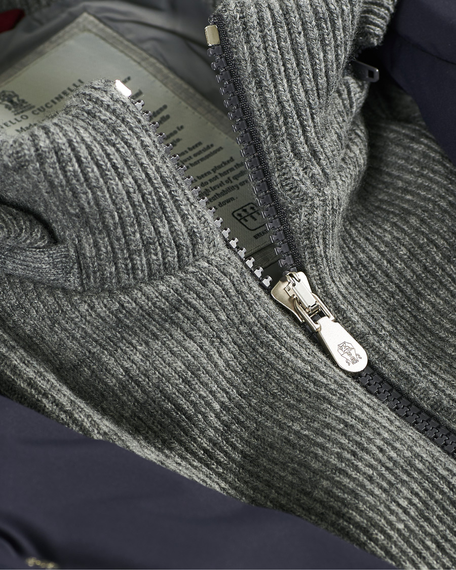 Hombres | Abrigos y chaquetas | Brunello Cucinelli | Cashmere Lined Hooded Jacket Navy