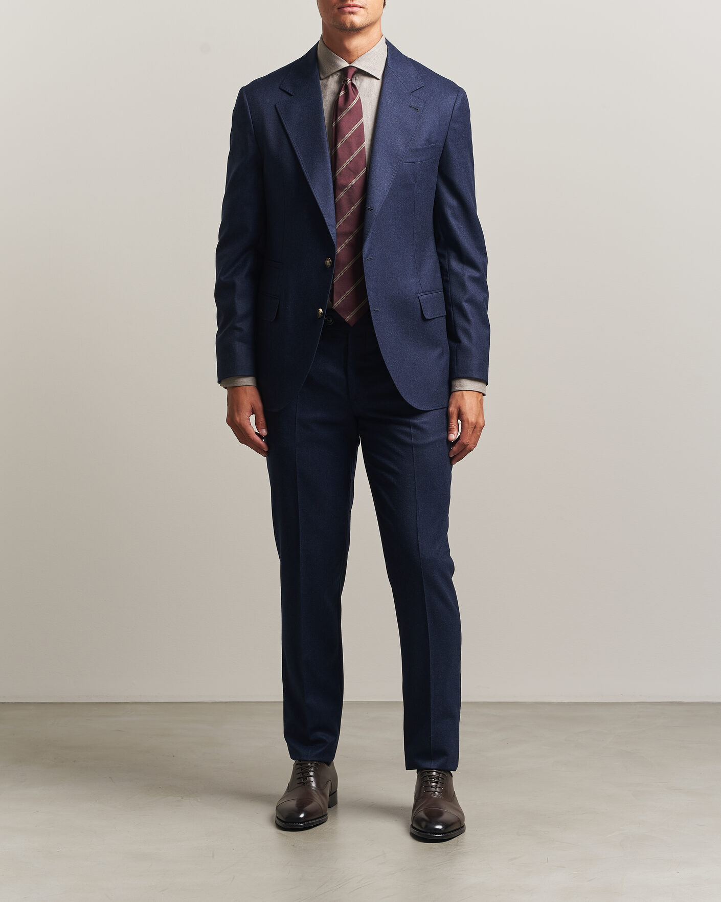 Hombres | Pantalones | Brunello Cucinelli | Slim Fit Flannel Trousers Navy