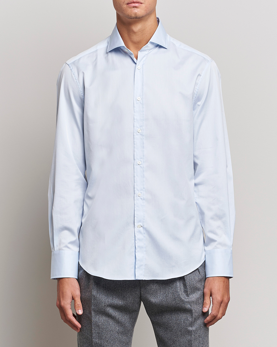 Hombres | Camisas | Brunello Cucinelli | Slim Fit Poplin Shirt Light Blue