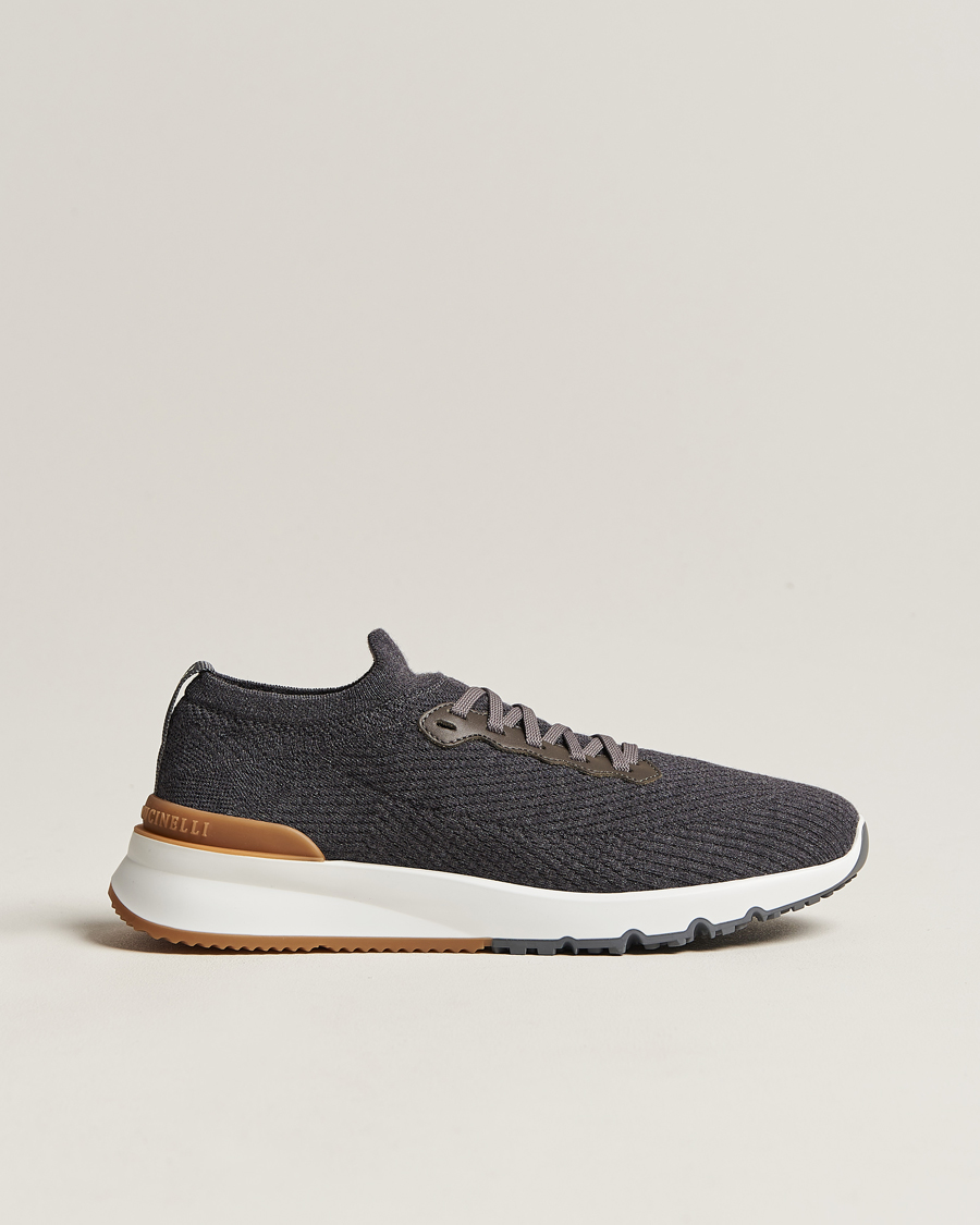 Hombres | Brunello Cucinelli Flannel Running Sneakers Dark Grey | Brunello Cucinelli | Flannel Running Sneakers Dark Grey