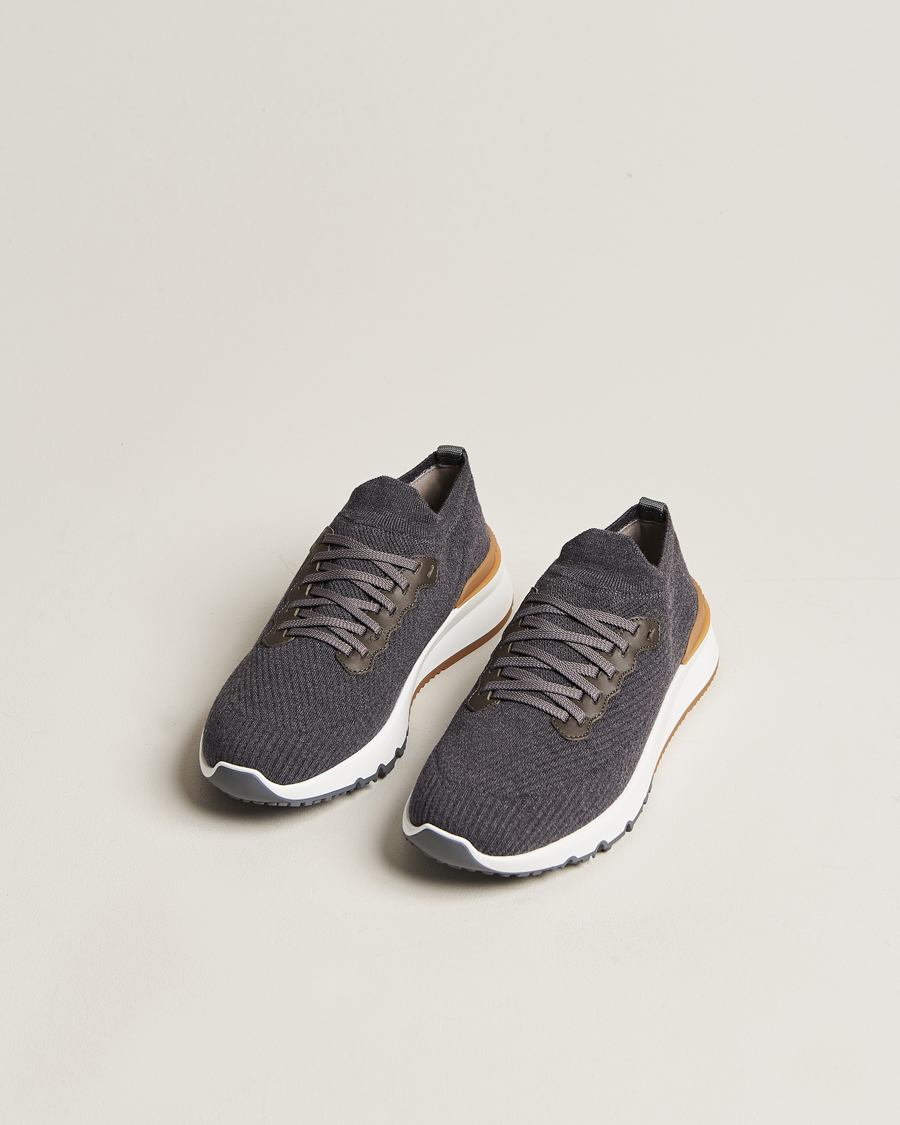 Hombres | Brunello Cucinelli Flannel Running Sneakers Dark Grey | Brunello Cucinelli | Flannel Running Sneakers Dark Grey