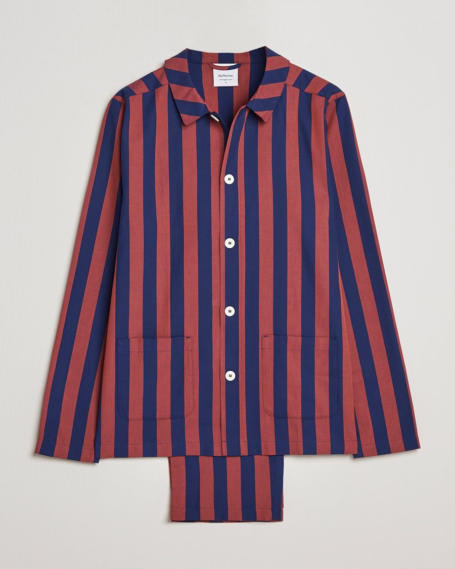 Hombres | Nufferton Uno Striped Pyjama Set Blue/Red | Nufferton | Uno Striped Pyjama Set Blue/Red