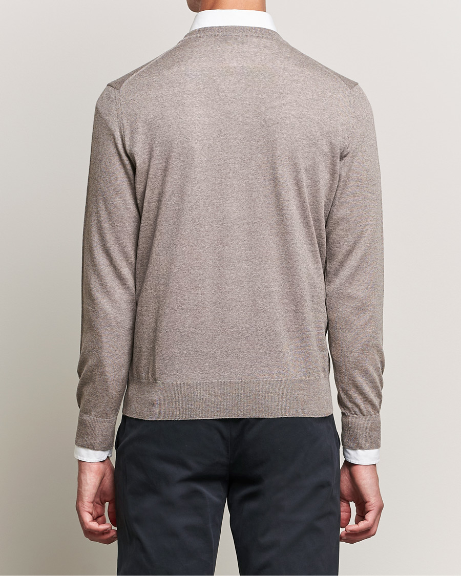 Hombres | Jerséis y prendas de punto | Canali | Merino Wool V-Neck Taupe