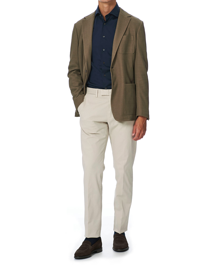 Hombres | Camisas | Canali | Slim Fit Cut Away Stretch Shirt Navy