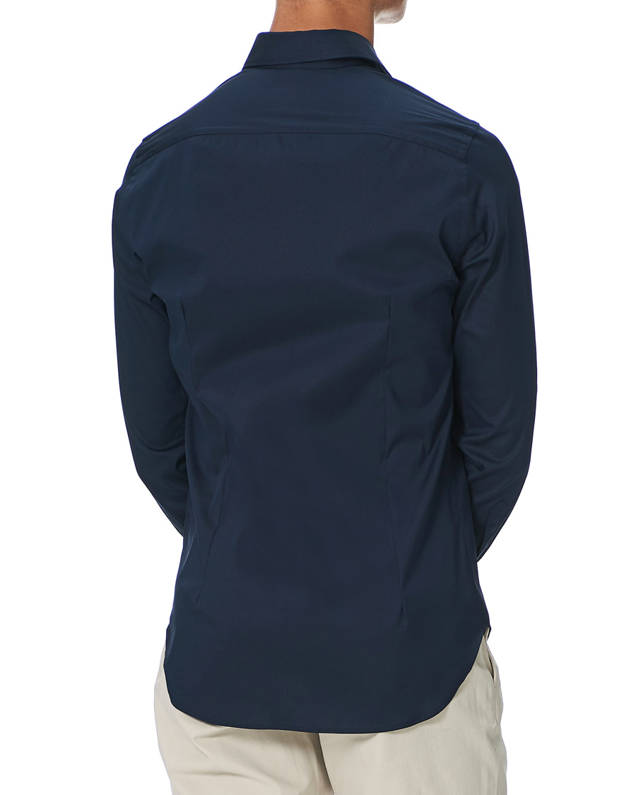 Hombres | Camisas | Canali | Slim Fit Cut Away Stretch Shirt Navy