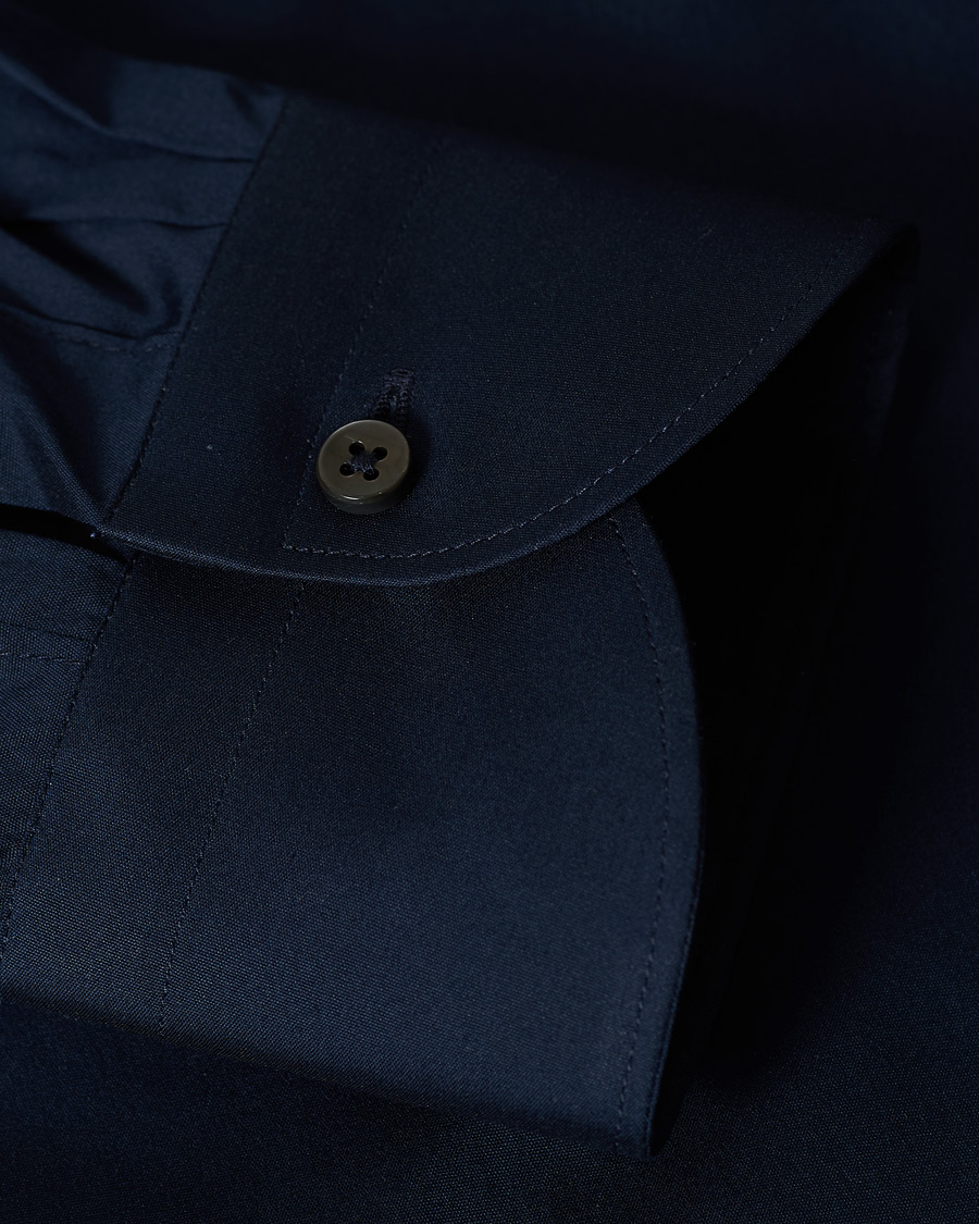 Hombres | Camisas | Canali | Slim Fit Cut Away Stretch Shirt Navy