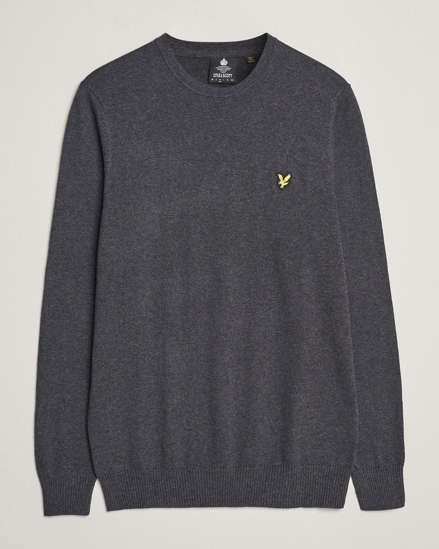 Hombres | Jerséis y prendas de punto | Lyle & Scott | Cotton/Merino Crew Neck Jumper Charcoal Marl
