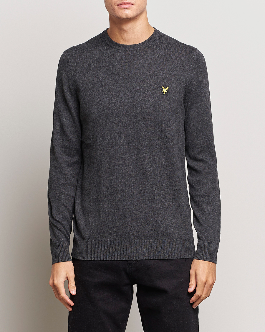 Hombres | Jerséis y prendas de punto | Lyle & Scott | Cotton/Merino Crew Neck Jumper Charcoal Marl