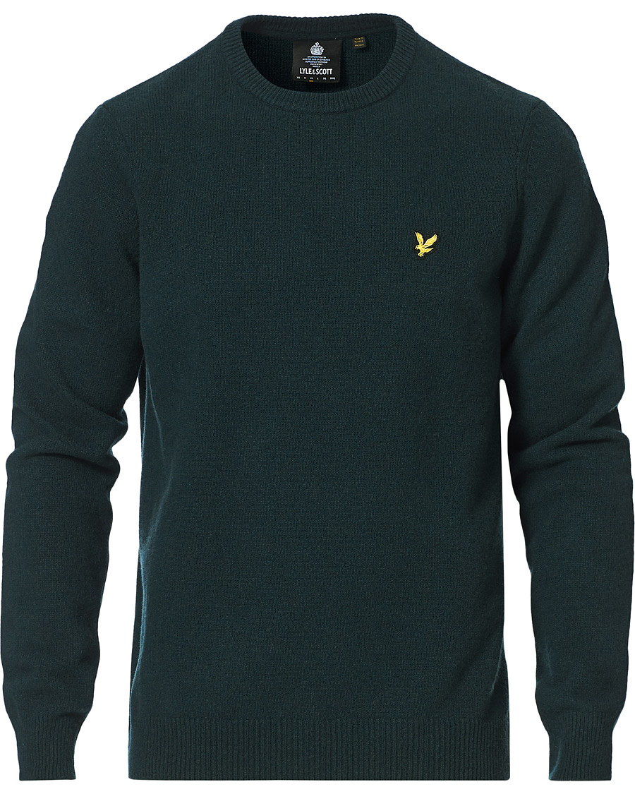 Hombres | Jerséis y prendas de punto | Lyle & Scott | Lambswool Crew Neck Pullover Dark Green Marl