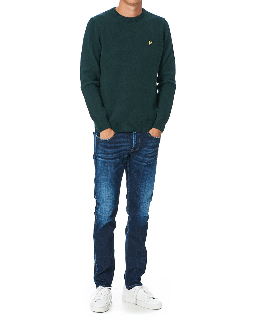 Hombres | Jerséis y prendas de punto | Lyle & Scott | Lambswool Crew Neck Pullover Dark Green Marl