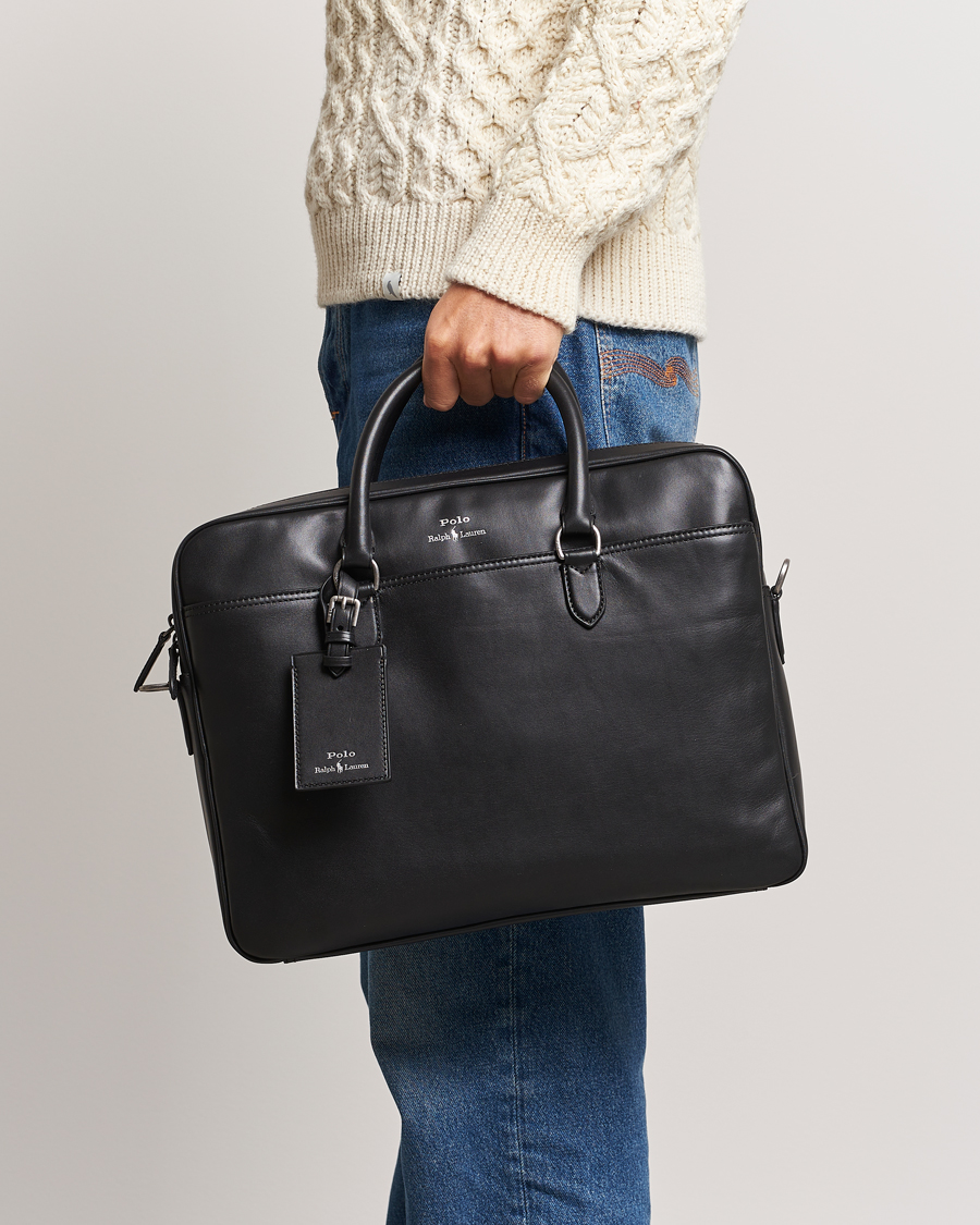 Hombres | Ralph Lauren Holiday Gifting | Polo Ralph Lauren | Leather Commuter Bag Black