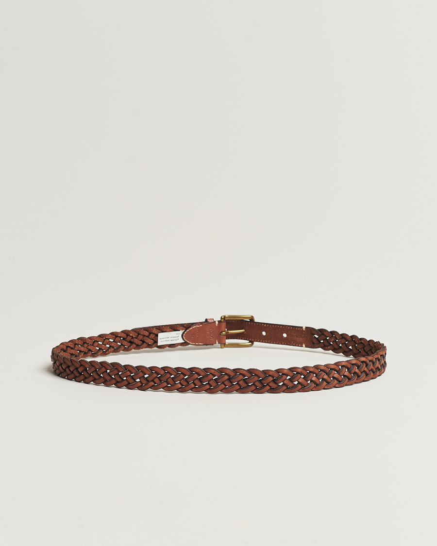 Hombres | Polo Ralph Lauren Leather Braided Belt Saddle Brown | Polo Ralph Lauren | Leather Braided Belt Saddle Brown