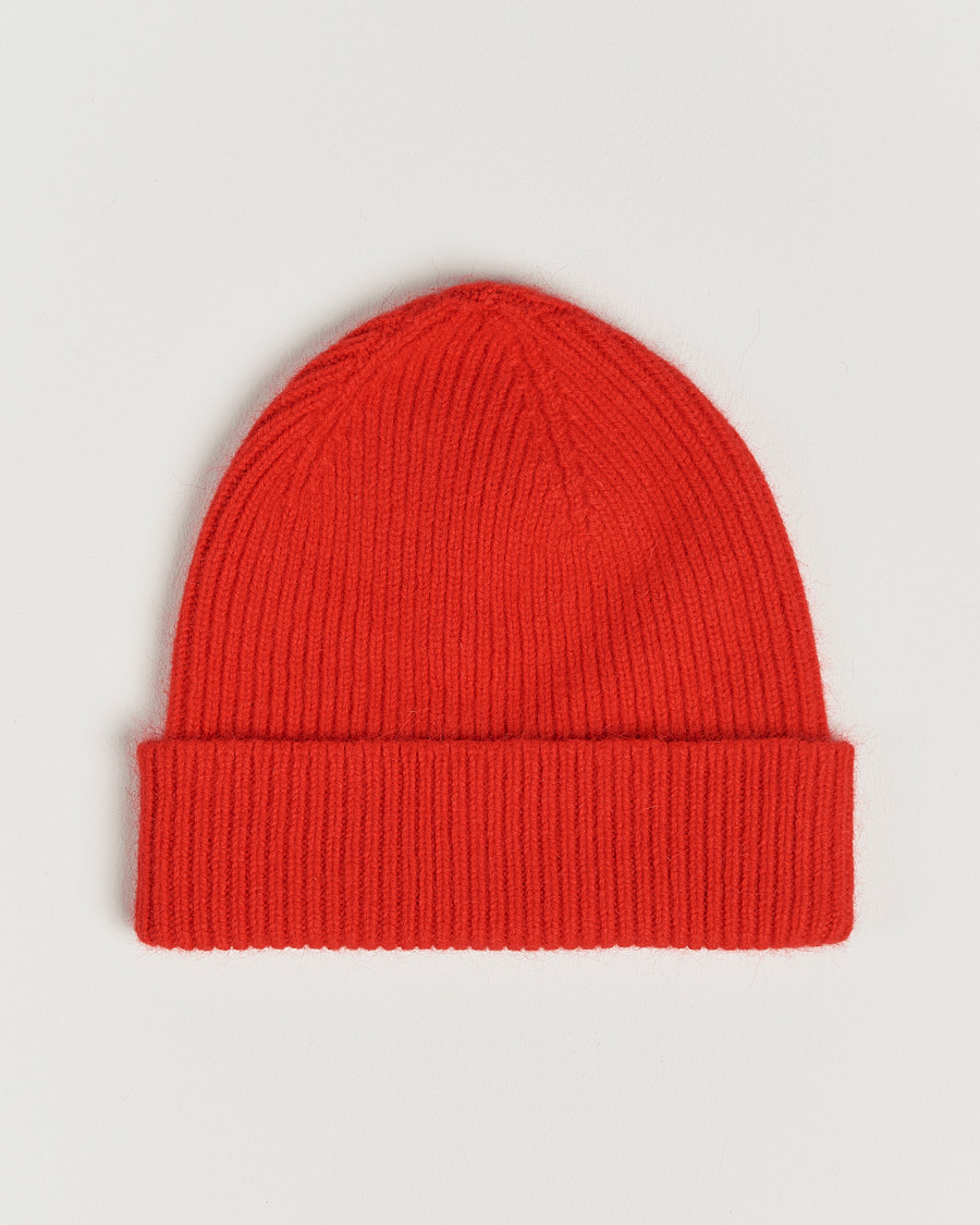 Hombres | Le Bonnet Lambswool/Caregora Beanie Crimsom Red | Le Bonnet | Lambswool/Caregora Beanie Crimsom Red