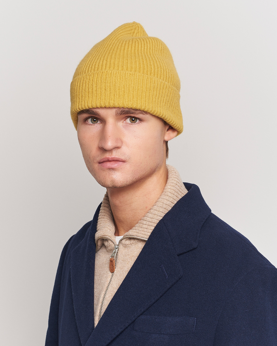 Hombres | Gorros | Le Bonnet | Lambswool/Caregora Beanie Mustard
