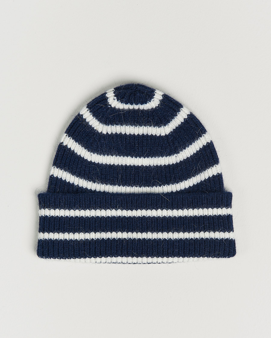 Hombres | Gorros | Le Bonnet | Lambswool/Caregora Beanie Midnight Stripe
