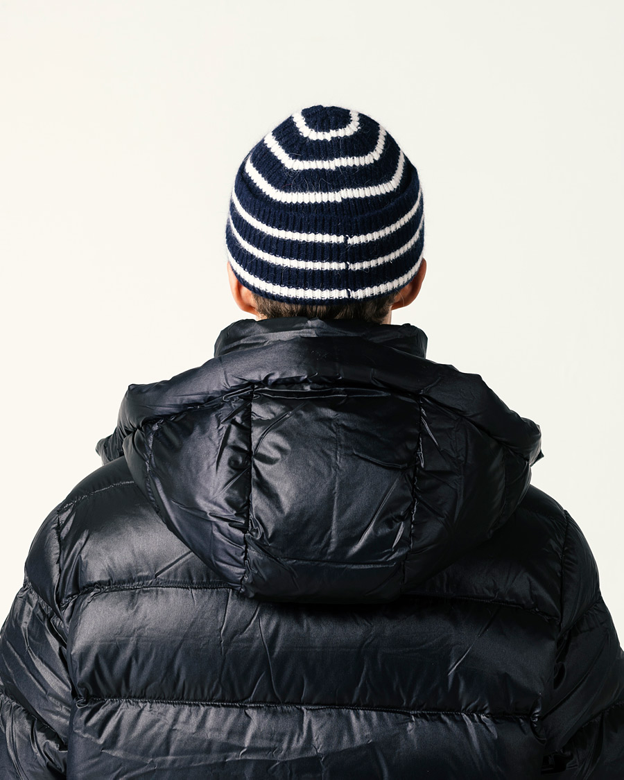 Hombres | Gorros | Le Bonnet | Lambswool/Caregora Beanie Midnight Stripe