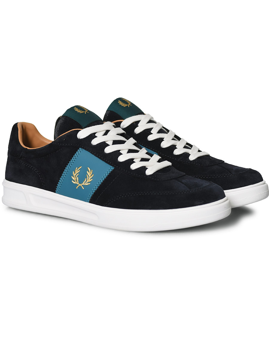 Hombres | Fred Perry Suede Panel Sneakers Navy | Fred Perry | Suede Panel Sneakers Navy