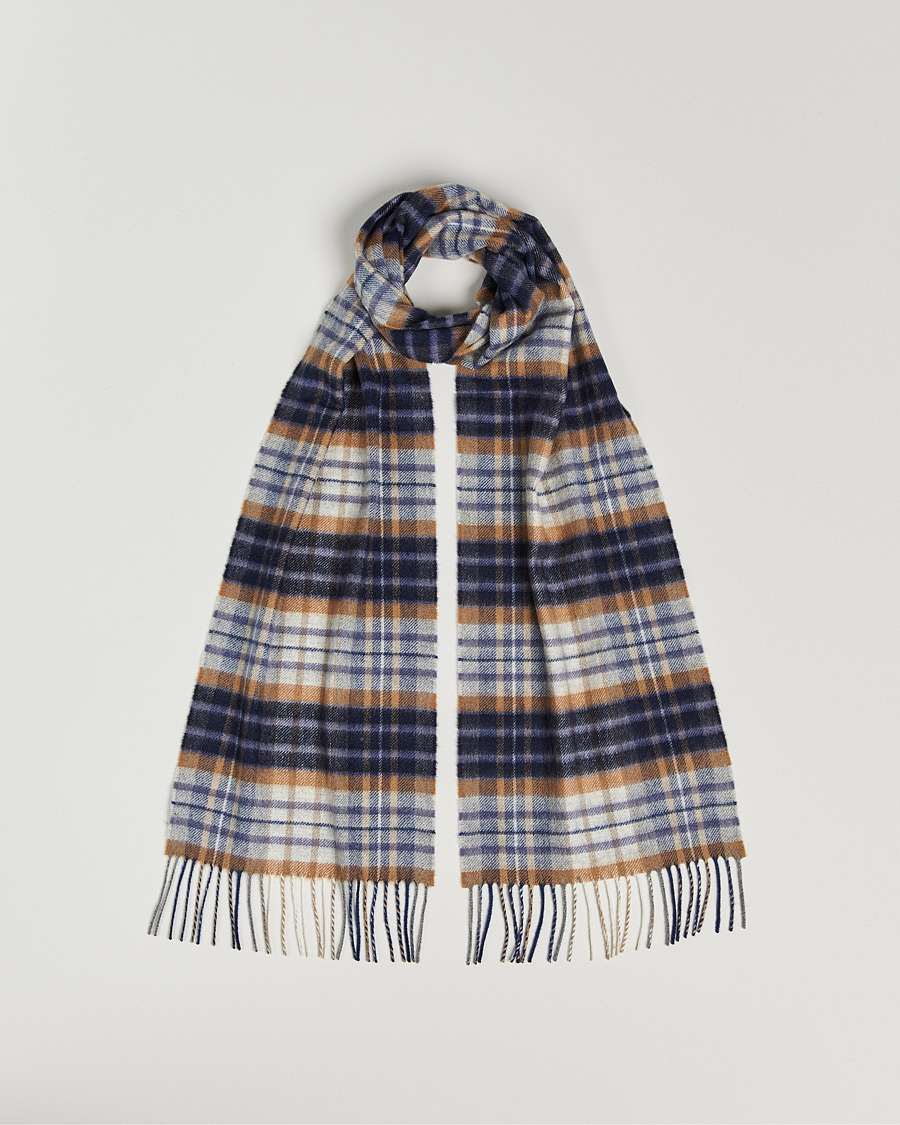 Hombres | Johnstons of Elgin Cashmere Scarf Navy/Brown | Johnstons of Elgin | Cashmere Scarf Navy/Brown