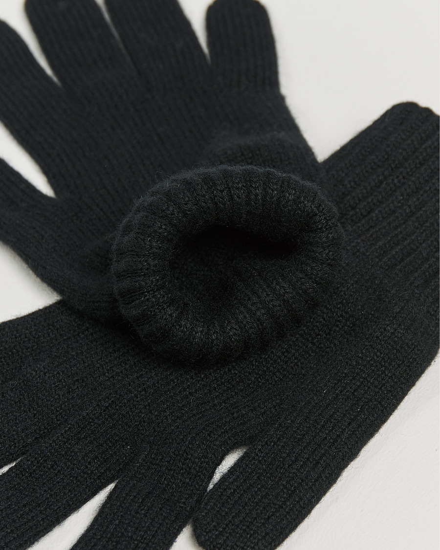 Hombres | Johnstons of Elgin Knitted Cashmere Gloves Black | Johnstons of Elgin | Knitted Cashmere Gloves Black