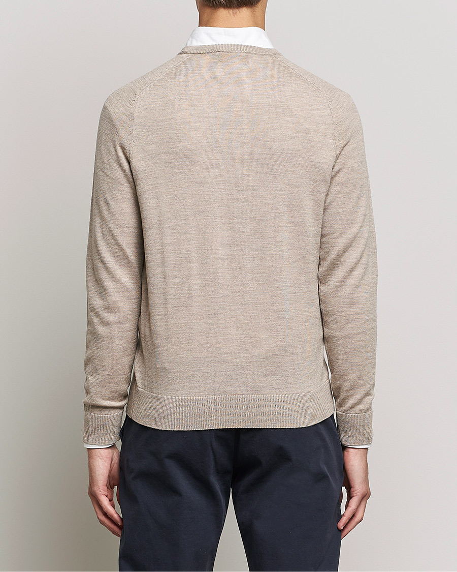 Hombres | Jerséis y prendas de punto | Morris | Merino O-Neck Khaki Melange