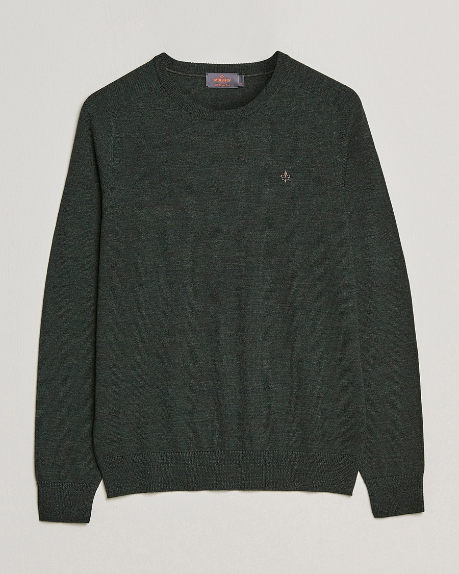 Hombres | Jerséis y prendas de punto | Morris | Merino O-neck Olive Melange