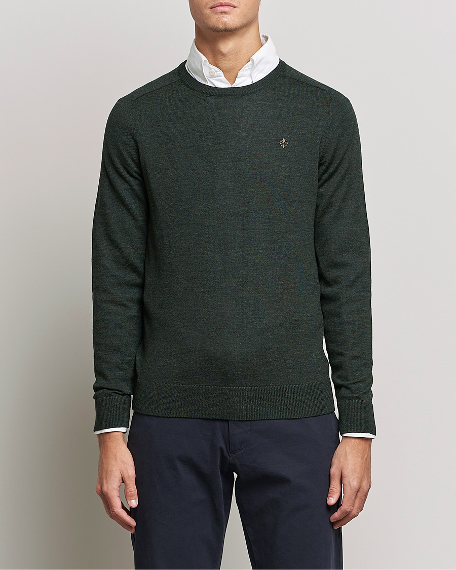 Hombres | Jerséis y prendas de punto | Morris | Merino O-neck Olive Melange