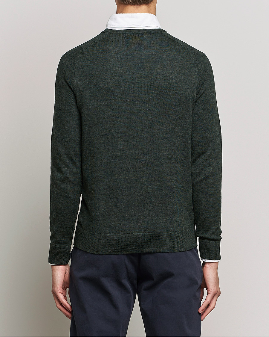 Hombres | Jerséis y prendas de punto | Morris | Merino O-neck Olive Melange