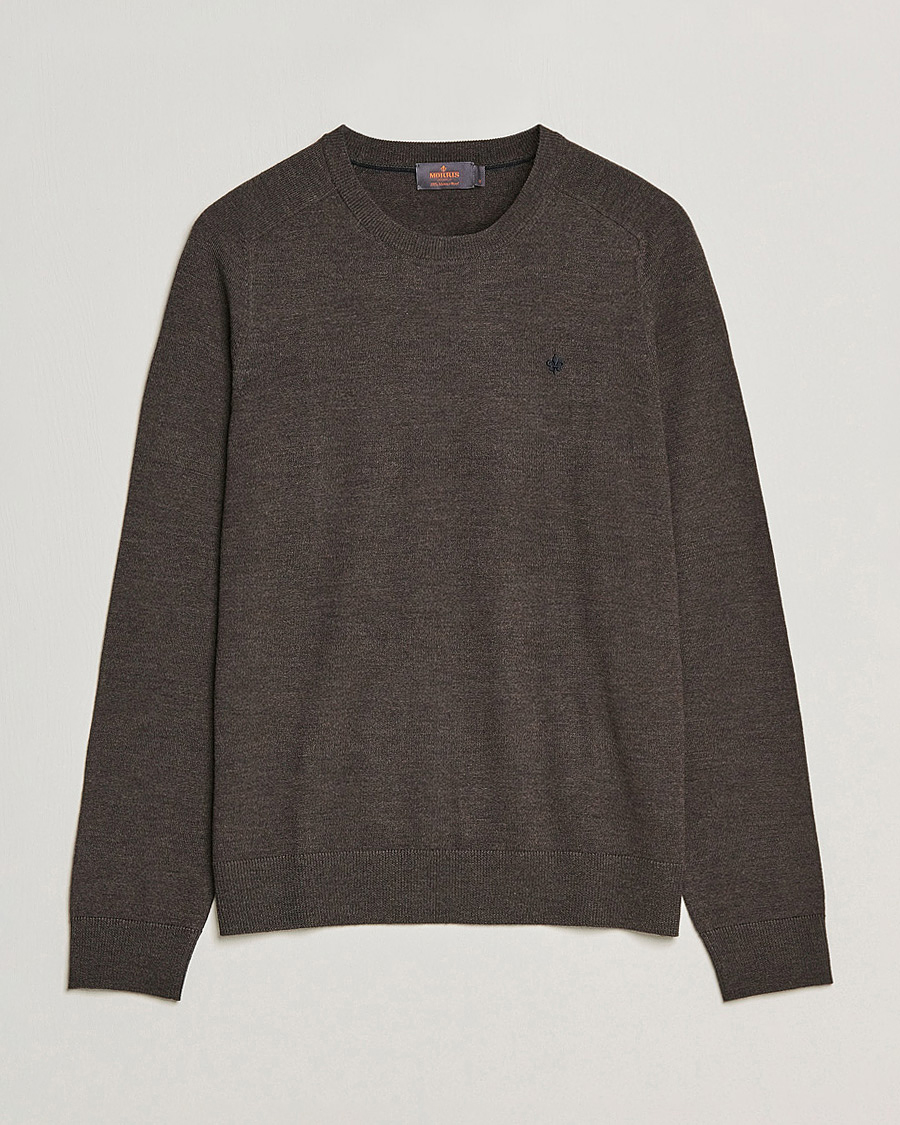 Hombres | Jerséis y prendas de punto | Morris | Merino O-neck Brown Melange