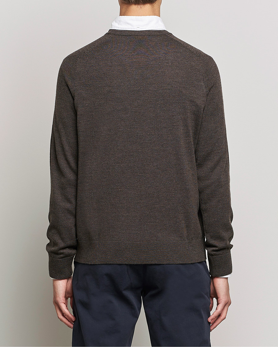 Hombres | Jerséis y prendas de punto | Morris | Merino O-neck Brown Melange