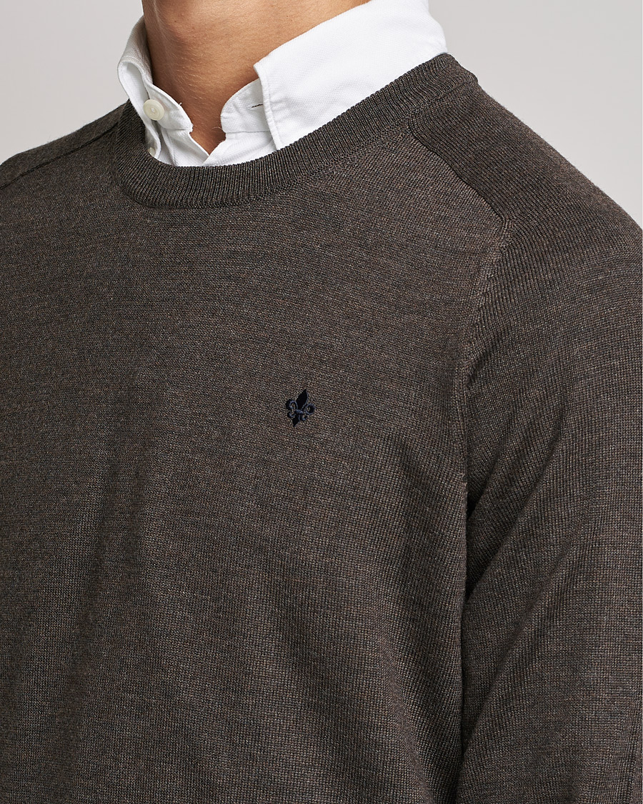 Hombres | Jerséis y prendas de punto | Morris | Merino O-neck Brown Melange