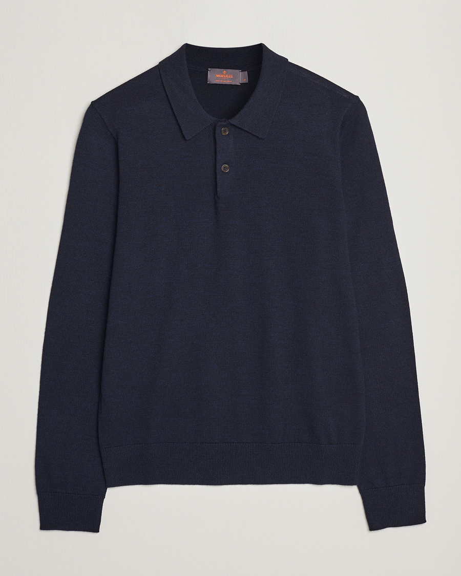 Hombres | Jerséis y prendas de punto | Morris | Merino Polo Knit Navy