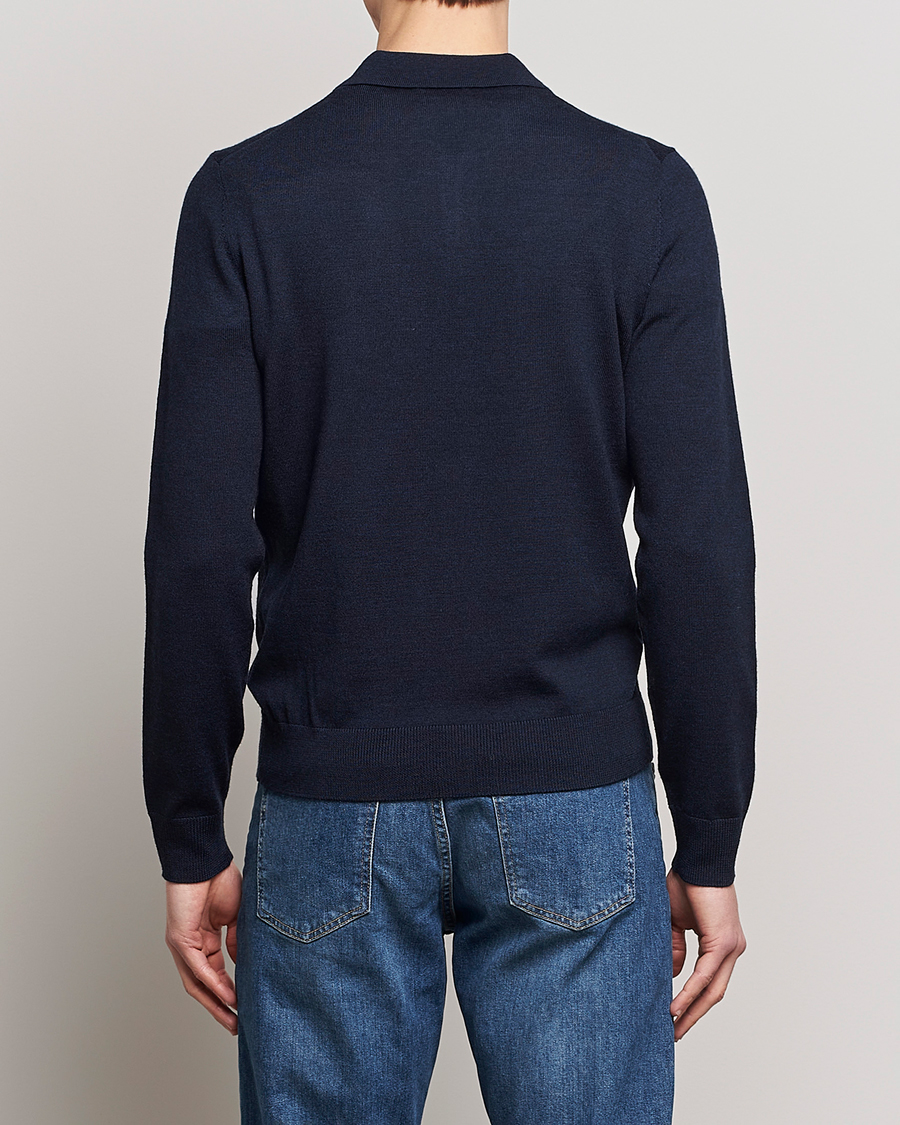 Hombres | Jerséis y prendas de punto | Morris | Merino Polo Knit Navy