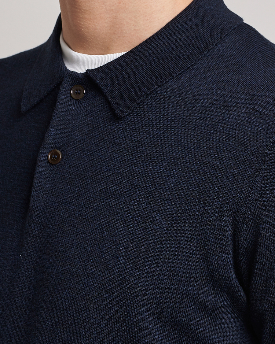 Hombres | Jerséis y prendas de punto | Morris | Merino Polo Knit Navy