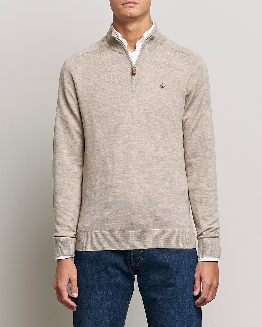 Hombres | Jerséis y prendas de punto | Morris | John Merino Half Zip Khaki