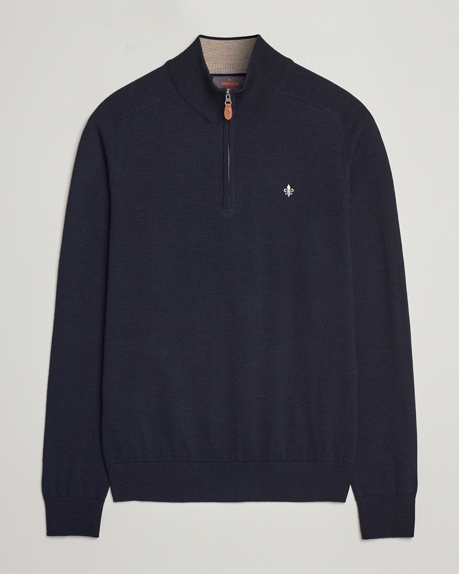 Hombres | Jerséis y prendas de punto | Morris | John Merino Half Zip Navy